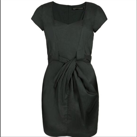 All Saints Grey Twist Front Mini Casual Dress Womens 4 Satin Whimsigoth Preppy - Picture 1 of 8